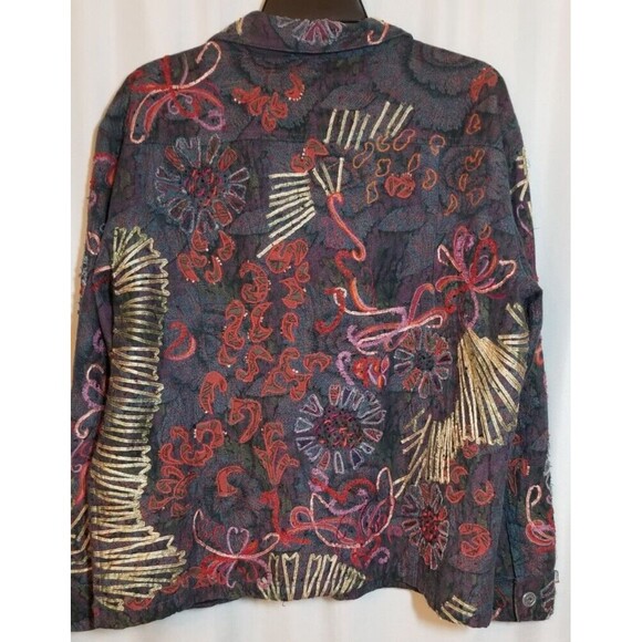 Chico's Denim Jacket Embroidered Beaded  Size XL BOHO Boutique CHIC - Picture 5 of 6